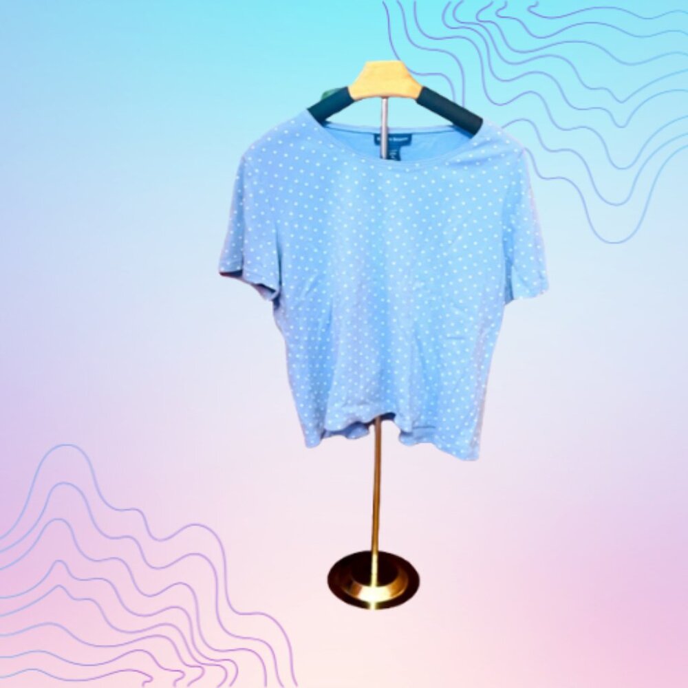 KAREN SCOTT Baby Blue T-Shirt with Polka Dots